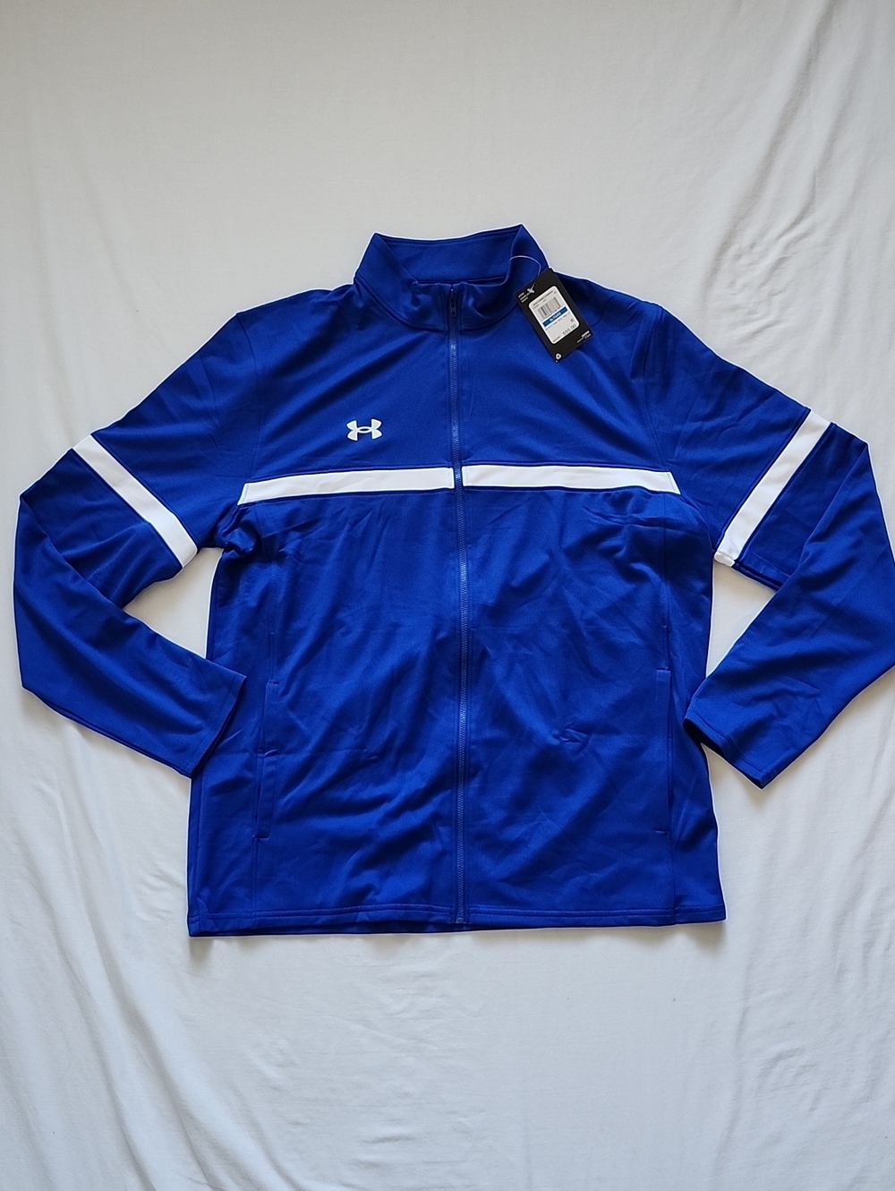 NWT Under Armour Men's Royal Blue Team Knit Warm-Up Track Jacket Size XL